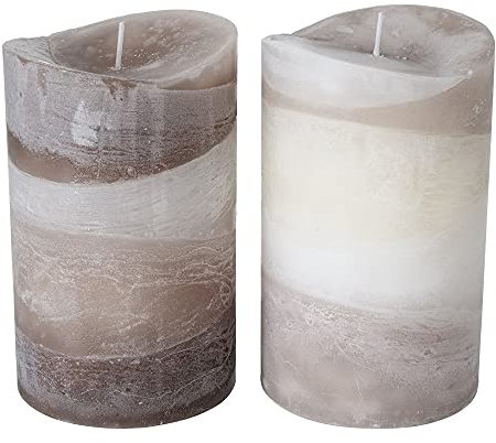 Kerzen-Set 2 Stück Stumpen-Kerzen Marmor-Optik grau beige creme Tisch-Deko Hochzeits-Dekoration Gedeckter Tisch-Deko Konfirmation Kommunion Weihnachten Adventskranz Geburtstags-Deko Wohnungsdekoration