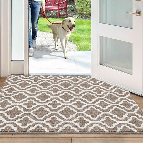 SHACOS Schmutzfangmatte Innen 80 x 120 cm, rutschfeste Fußmatte Außen Waschbar, Sauberlaufmatte, Eingangstürmatte, Schmutzfänger Teppich, Türmatte für Eingang, Haustür, Flur, Garten - Braun