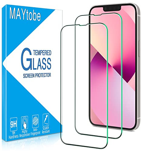 MAYtobe 2 Pack Screen Protector for iPhone 13 Pro Max Tempered Glass, Bubble Free, Anti Scratch, 9H Hardness, HD Transparent, Case Friendly