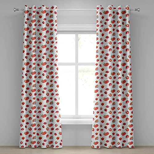 ABAKUHAUS Aquarelle Rideau, Fraise Blueberry, Rideaux décoratifs à 2 Panneaux pour la Chambre à Coucher Le Salon, 2-Panel- 280 cm x 245 cm, Bleu Ardoise Vermilion