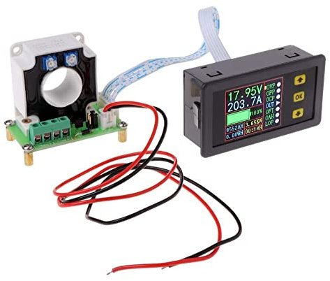 Fasizi Digital DC Multimeter 0-90V 100A Voltmeter Ammeter Current Amp Power Watt Capacity Time Meter Battery Tester Monitor with LCD Screen Hall Sensor 12v 24v 30v 48v 60v 80v Voltage