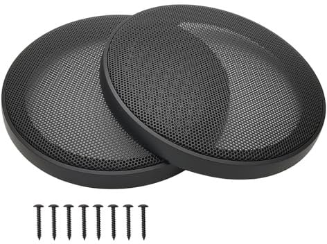 6 Speaker Grill Covers, Car Speaker Subwoofer Guard Protector, ABS Plastic Frame with Metal Mesh, Black - 2Pcs