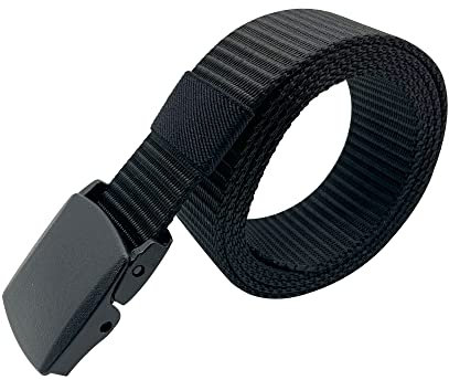 JYWZ Cintura Uomo,Cinture da Uomo,Cintura da Lavoro Uomo,Cinture in Nylon per Uomo e Donna (Nero, 130cm/45 vita regolabile)