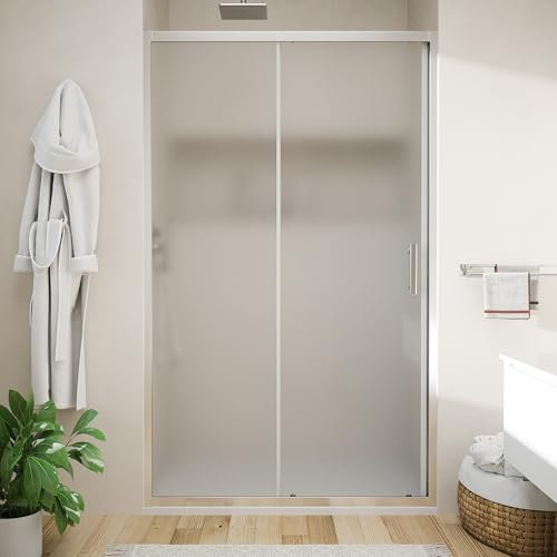Box Doccia Nicchia 130cm Apertura Scorrevole Vetro Temperato Opaco 6mm Trattamento Anticalcalcare Maniglia in Acciaio Inox 304 h190cm mod. Tenerife