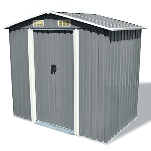 Keketa Garden Storage Shed Grey Metal 204x132x186 cm