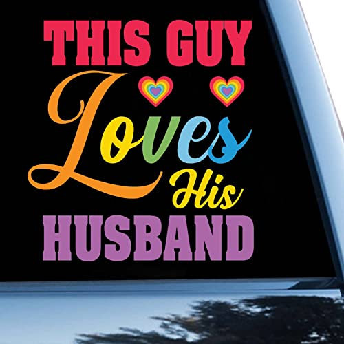 This Guy Loves His Husand Aufkleber, Pansexuell, LGBTQ, Vinyl-Aufkleber für Autos, Laptops, Fenster, Wände, Kühlschrank, Toilette und mehr, 38,1 cm