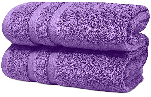 Towelogy® Luxe Hand Towels 100% Superfine Cotton with Superior Softness & Absorbency Standard Size Hotel Quality Bathroom Hand Towel Set (Aesthetic Purple, 2)