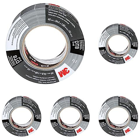 3M Allzweckband DT8, silber, 48 mm x 55 m, 0,2 mm, einzeln verpackt (Packung mit 5)