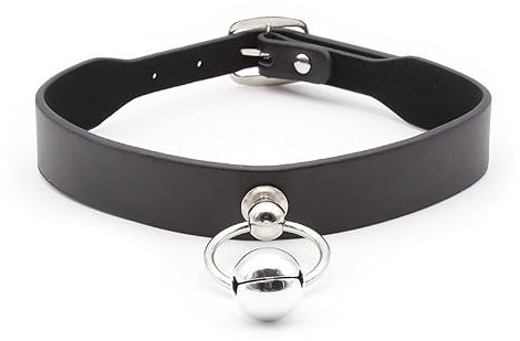 ATTAWA Halsband Leder Weiche Halskette mit O-Ring&Glocke,BDSM Einstellbar Halsband Geschirr Erotik Fetisch Halsfessel Bondage Halsbänder SM Slave Cosplay Sex Toys für Frauen Männer,Schwarz,L