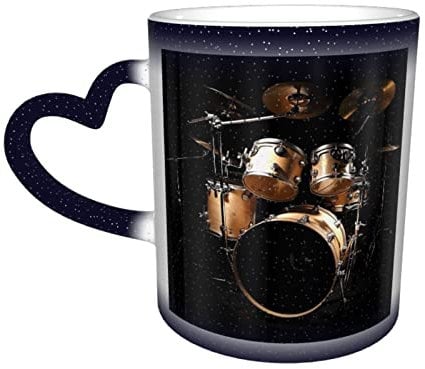 Farbwechselnde Tasse, cooles Schlagzeug-Set, Sternennacht, wärmeempfindliche Tasse, magische Teetasse, Kaffeetasse