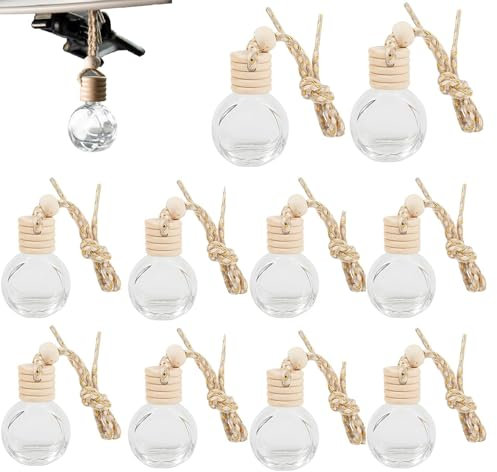 Botella Vacía Del Ambientador para Coche,10 Piezas Coche para Colgar Perfume,Colgar Perfume Difusor de Aceites,Botellas de Perfume de Coche Vacías,Ambientador Colgante para Automóvil,Oficina y Viajes