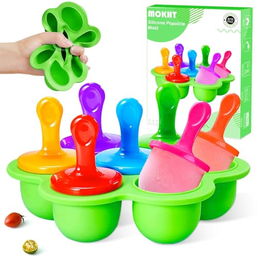 Eisformen Silikon - 7 Eisformen Eis am Stiel mit Kunststoffstäbchen, Eisformen Popsicle BPA Frei, Mini Eisförmchen Stieleisformer kommt, DIY Popsicle Formen für Baby