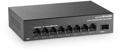 MokerLink 8 Port 2.5G Ethernet Switch mit 2x10G SFP+ Slot, 8x2.5G RJ45 Ports kompatibel mit 100/1000Mbps, Mini Größe, Metall Unmanaged Fanless Network Switch