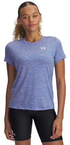 Under Armour T-Shirt Tech Twist à Manches Courtes pour Femme, (452) Bleu éther/Rose Aero/Blanc, Taille M