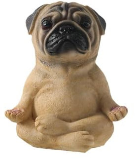 Meditierende Mops-Figur, Zen, Yoga, Kunstharz, Statue, dekorative Sammlerdekoration, Garten, Armaturenbrett, Schreibtisch für Zuhause