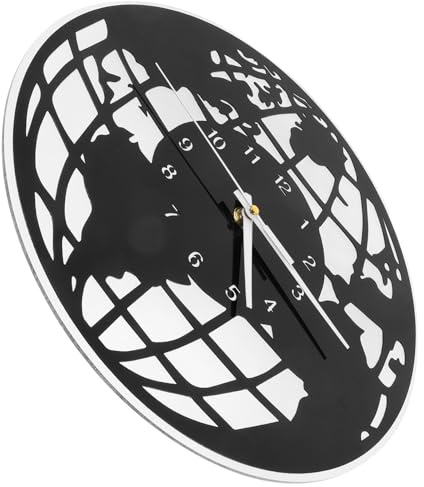 Retro Runde Wanduhr mit Weltkarte, Leise Kunststoffuhr für Schlafzimmer