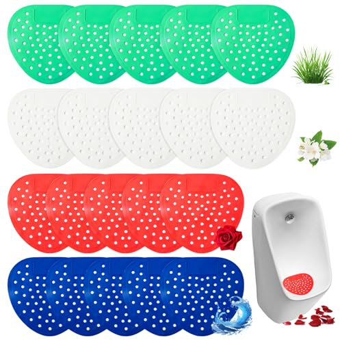 Urinalsieb mit Duft, 20 Stück Urinal Stein, Urinaleinlage ​Passend Pissoirsieb Lufterfrischer Einsatz 30 Tage Frischewirkung, Urinal Einleger Matte, Spritzschutz Geruchsschutz für Toiletten in Stadien