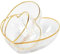 CHJJZXBF Set mit 3 herzförmigen Glasschalen und Salatschüsseln für Heimdekoration, Salat, Obst, Süßigkeiten mit Goldrand