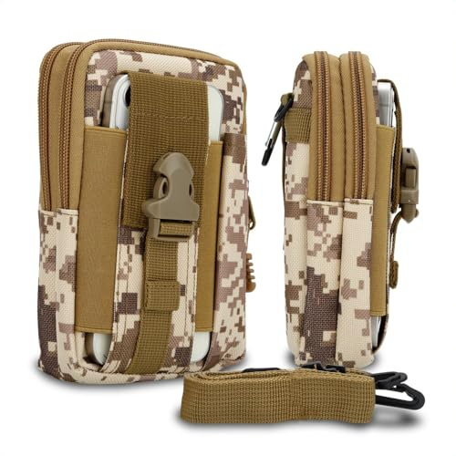 Cadorabo Taktische Handytasche in Camouflage BEIGE -Molle-EDC-Tasche kompatibel mit Blackview BV 6200 Pro mit Schultergurt -Handyhalter, Militär Gürteltasche, Hüfttasche