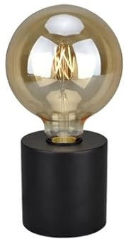MeLiTec Vintage Sockel-Dekoleuchte T183-1 mit schwarzem/rundem Sockel, 125 mm, inkl. Filament-LED, 9,5x9,5 cm