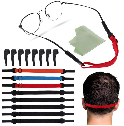 JJUNW 8 Stück Brillenband, 8 Stück Brillenhalter Ohr Brille Antirutsch Set Verstellbarer Sportbrillenband Anti Rutsch Stopper Brillenband Herren Damen Kinder für Sportbrille Sonnenbrillen Lesebrille