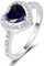 MYBELLNA Versprechen Ring für Ihre 925 Sterling Silber Erstellt Ruby Blue Saphir Smaragd Diamant Herz Versprechen Hochzeit Verlobungsring für Frau Freundin Ihr Jubiläum (Ring-1, Blue, 60（18.9）)