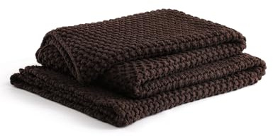 YnM Chunky Cotton Knit Throw Blanket, Cable Knit Throws for Bed Couch Sofa, Comfy & Relaxing, Decorative Piece for Farmhouse Modern Boho Rustic Scandinavian Chic Vibe, Chocolate Brown 40x50 Inches