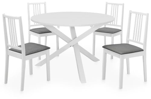 Sufrk 5-TLG. Essgruppe MDF Weiß GartenmöBel Set Holz GartenmöBel Set GüNstig