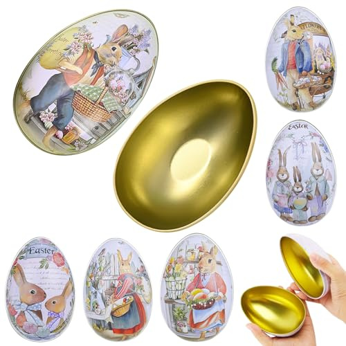 XiXiRan Ostereier Keksdose Metall, Ostereier Süßigkeiten Kasten, Ostereier Metalldosen Keksdose, Ostern Bonbon Blechdosen, Ostereier Plätzchendose, Ostereier Weißblech, Osterdeko Eier zum Befüllen