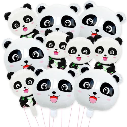 10PCS Panda Aluminium Folie Ballon,Panda Geburtstag Deko,Panda Luftballons,Ballon Set,Geeignet für Kindergeburtstagsfeier Panda Themenparty,Partydekorationen