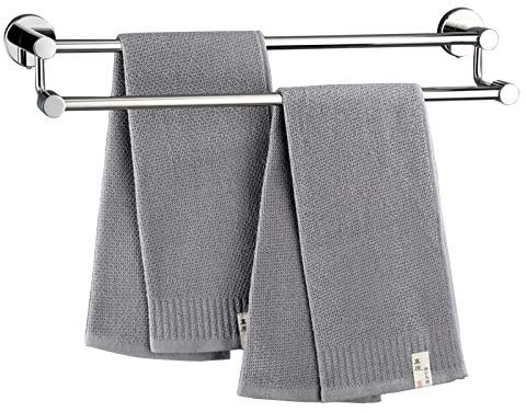 Handtuchhalter zur Wandmontage, Edelstahl, doppelte Handtuchstange mit Chrom-Finish, 70 cm Badetuchregal, stilvolle Aufbewahrungslösung für Badezimmer, platzsparendes Design