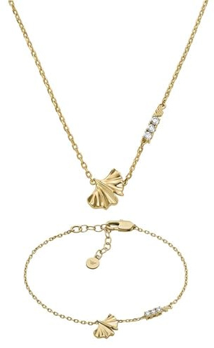 Emporio Armani Damen Goldfarbener Messing Halskette und Armband, Set