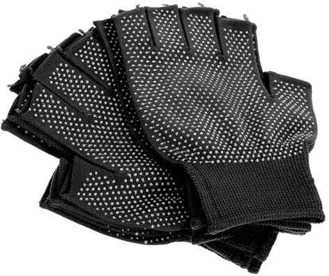 IWOWHERO 5 Paar Fingerlose Arbeitshandschuhe aus Strapazierfähigem Material Rutschfest mit Griffiger Handfläche Leichte Atmungsaktive Winterhandschuhe für Damen und Herren zum Autofahren