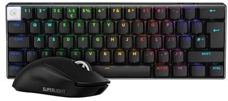 Logitech G PRO X SUPERLIGHT 2 SE Wireless Gaming Mouse, 60 g pro-grade mouse with 5 programmable buttons+RO X 60 LIGHTSPEED Wireless Gaming Keyboard,Compact TKL 60% Mechanical Keyboard,QWERTY UK-Black