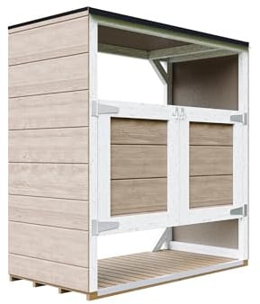 Holzschuppen für den Außenbereich - Garten Mülltonnenbox 2er 240L Aus Wetterfest LP Smartside Holz, Mülltonnenverkleidung mit Türen, Moderne Garten Box Außen – Timbela M980A-TERRA Brown