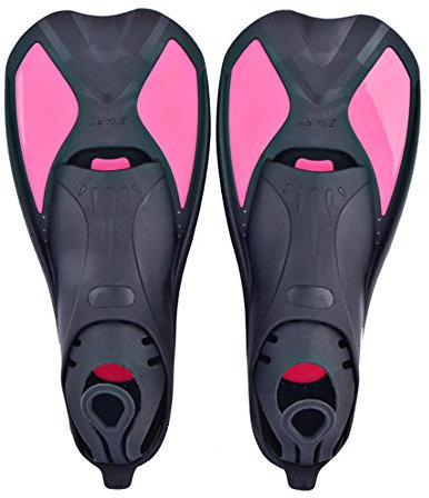Hemore Palmes courtes de natation et d’entraînement conçues pour améliorer la force dans les jambes et la flexibilité des chevilles, pour une utilisation à la piscine ou à la mer, Pink-2, XS 36-37
