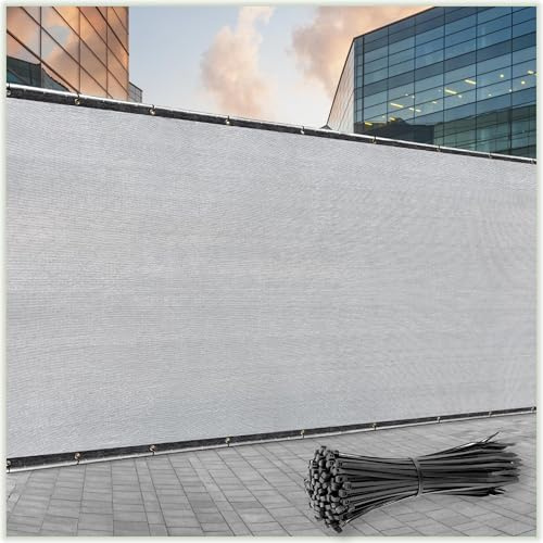 ColourTree 1,8 m x 15,2 m grauer Zaun-Sichtschutz-Windschutzscheiben-Abdeckung, Stoff, Schattenplane, Netzstoff, handelsübliche Qualität, 170 g/m², Kabelbinder im Lieferumfang enthalten, wir fertigen