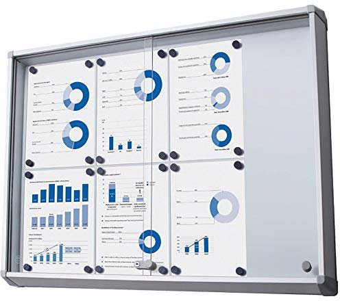 Displayshop - Tableau d'affichage intérieur avec portes coulissantes Format 8 x A4 Noir Modern