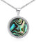 MATERIA Perlmutt Schmuck Anhänger rund - 925 Silber Abalone Scheibe grün Zirkonia mit Halskette KA-456-Perlm_K97-60