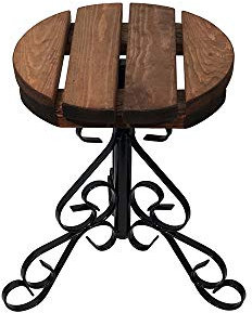 Decorative Garden Side Table - Made of Plastic Coated Solid Steel with Wooden Table Top - Ideal inside or in the garden