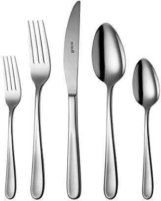 Sola Juego de cubiertos Florence 8 Personas - Juego de cubiertos de acero inoxidable de 70 piezas - Blanco plateado Acero precioso 18/10 - Apto para lavavajillas - Plata