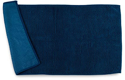 HomeLife - Moderner Badteppich aus Chenille, rutschfest, 50 x 80 cm, extra weich, super saugfähig, luxuriös, kurzflorig, moderner Duschvorleger mit gummierter Unterseite, waschbar [Petrol]