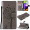 VEEMOS Handyhülle für Samsung Galaxy A52S A52 5G Hülle Klappbar Katze-Baum mit Kartenfach Klapphülle Schutzhülle Handy Tasche Leder Book Flip Case Cover Handytasche Damen - Grau