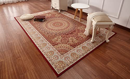 VIEWLEAF Orient Teppich, Kurzflor Teppich Dicht 7mm Gewebt Kunst Design rutschfest Türkei Blumen Persischer Muster Bunt Vintage Optik Wohnzimmer Schlafzimmer Dekoration (200 x 300 cm, 170728A)