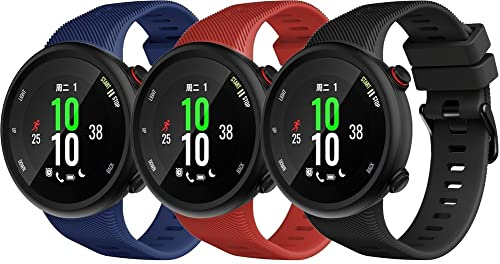 Chainfo Armband kompatibel mit Garmin Forerunner 45 / Swim 2, Silikon Sportarmband Uhr Band Strap Ersatzarmband Uhrenarmband (H [Pack of 3])