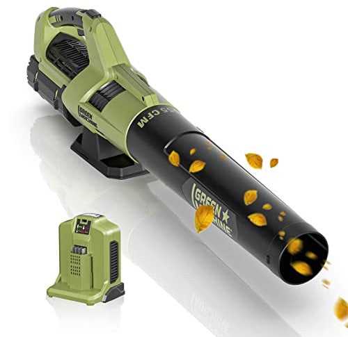 GREEN MACHINE Hurricane Force 62V 18.5M³/MIN Soffiatore a batteria, brushless a 8 velocità, batteria 4Ah e caricatore rapido 1h per cura prato e manutenzione giardino Leaf Blower