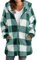 Minetom Damen Plüschjacke Kariert Gefütterte Fleece Jacke Winterjacke Plaid Mantel Reißverschluss Herbst Winter Warme Outwear Mit Kapuze Taschen Hoodie A Hellgrün XXL