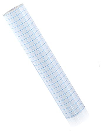 Janzoom Transfer Tape for Vinyl - 12 x 16 Feet (30.5 x 500cm) w/Blue Alignment Grid Medium Tack Vinyl Transfer Paper Tape Roll Self Adhesive for Party Decoration, Decals,Signs, Stickers