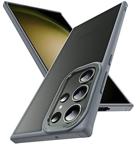 DOSNTO Robust Handyhülle für Samsung Galaxy S23 Ultra Hülle, Militärischer Stoßfest Transluzent [Erhöhtem Metall zum Kameraschutz] Rugged Case Dünn Hart Schutzhülle Anti-Fingerabdruck Kratzfeste