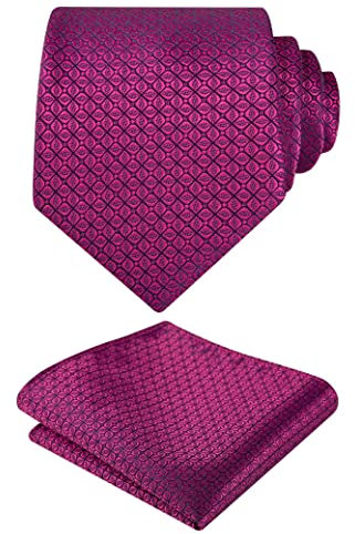 Alizeal Herren-Krawatte und Einstecktuch, einzigartig, klassisch, für Hochzeit, Party, Abschlussball, 149-Magenta, Einheitsgröße